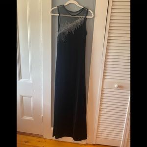 Morgan and Co. by Linda Burnell Sparkly Backless mesh gown velvet Vintage